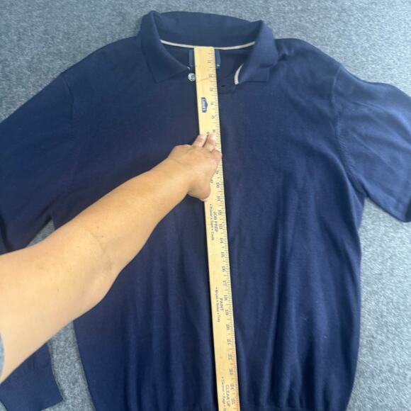 Charles‎ Tyrwhitt Polo Sweater Mens XL Merino Wool Golf Preppy Casual Navy Blue - Picture 5 of 7